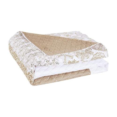 Oboustranný přehoz na postel DecoKing Alhambra béžový/bílý, velikost 200x220