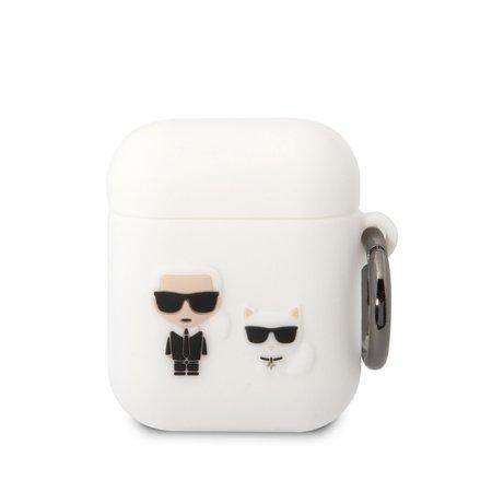 Karl Lagerfeld and Choupette Silikonové Pouzdro pro Airpods 1/2 White