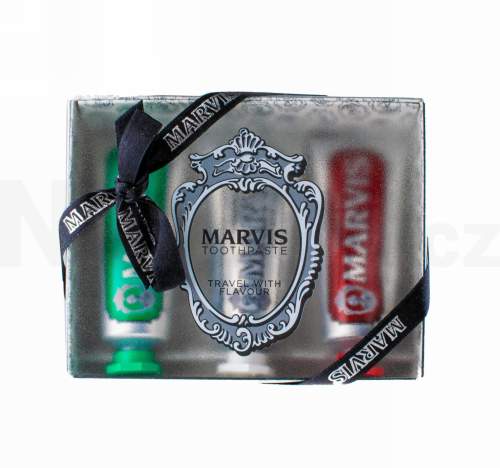Marvis Travel With Flavour Classic Strong Mint 25 ml + Whitening Mint 25 ml + Cinnamon Mint 25 ml