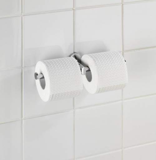 WENKO BEZ VRTÁNÍ PowerLoc RICO - Držák WC papíru dvojitý, kovově lesklý
