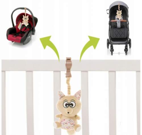 4Baby Závěsná plyšová hračka s pískátkem, Fox, béžovo/hnědé