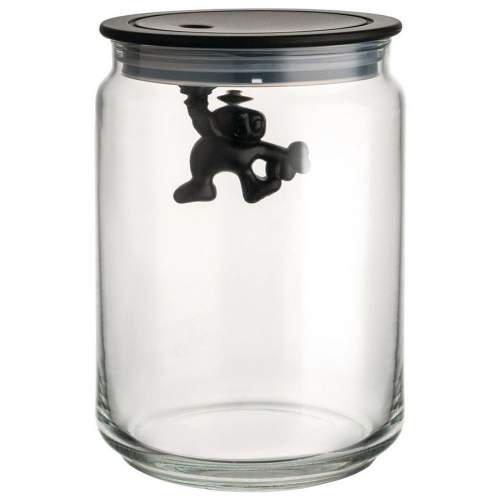 Designová skleněná nádoba Gianni, černá, prům. 10.5 cm - Alessi