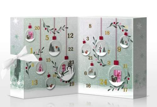 YANKEE CANDLE dárková sada Adventní kalendář kniha 12 ks votivní svíčka ve skle, 12 ks čajových svíč