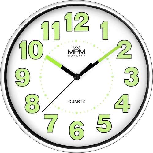 MPM Bílé kulaté nástěnné hodiny MPM
