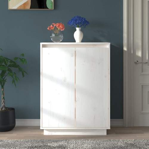 Shumee Botník bílý 60 x 35 x 80 cm borové dřevo