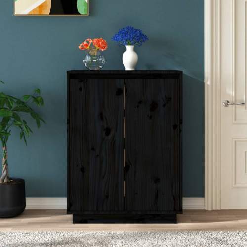 Shumee Botník černý 60 x 35 x 80 cm borové dřevo