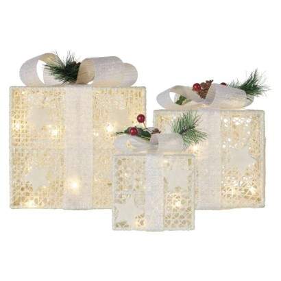 LED dárky s ozdobou teplá bílá
