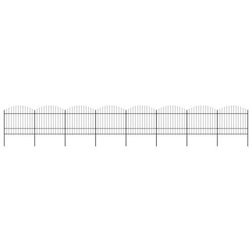vidaXL Zahradní plot s hroty ocel (1,5–1,75) x 13,6 m černý
