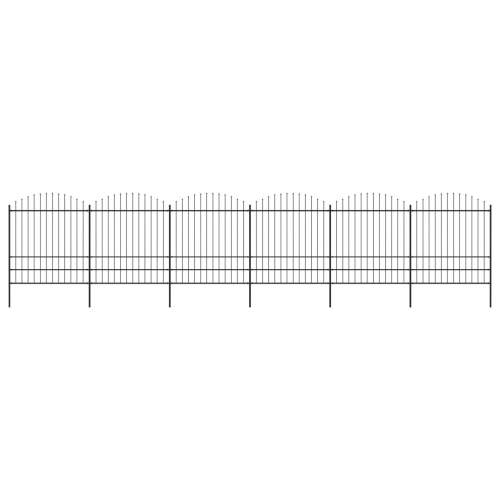 vidaXL Zahradní plot s hroty ocel (1,75–2) x 10,2 m černý