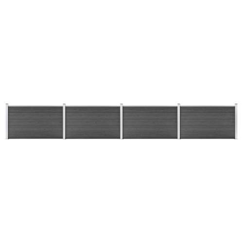 vidaXL Set plotového dílce WPC 699 x 105 cm černý