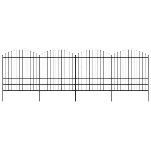 Zahradní plot s hroty ocel (1,75–2) x 6,8 m černý