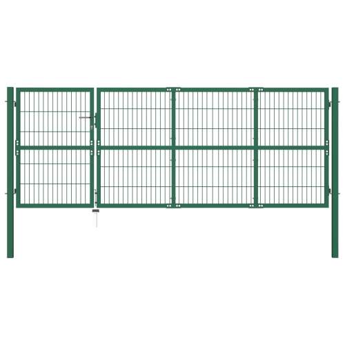 Zahradní plotová brána se sloupky 350 x 120 cm ocel zelená