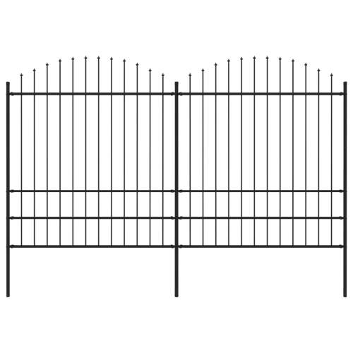 Zahradní plot s hroty ocel (1,75–2) x 3,4 m černý