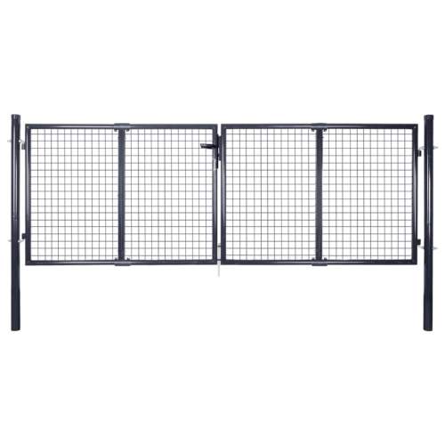 Zahradní plotová brána z pozinkované oceli 289 × 75 cm šedá