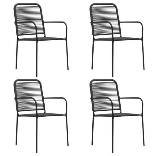 VIDA Zahradní židle 4 ks bavlněné provázky a ocel černé