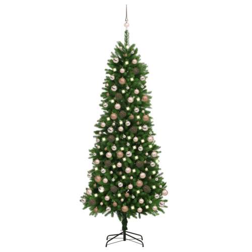 VIDA Umělý vánoční stromek s LED diodami a sadou koulí 240 cm zelený