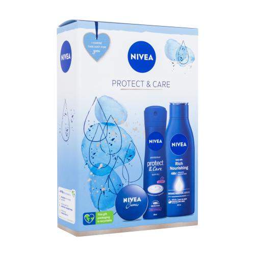 Nivea Protect & Care 250 ml sada tělové mléko Body Milk Rich Nourishing 250 ml + antiperspirant Protect & Care 150 ml + univerzální krém Creme 30 ml pro ženy