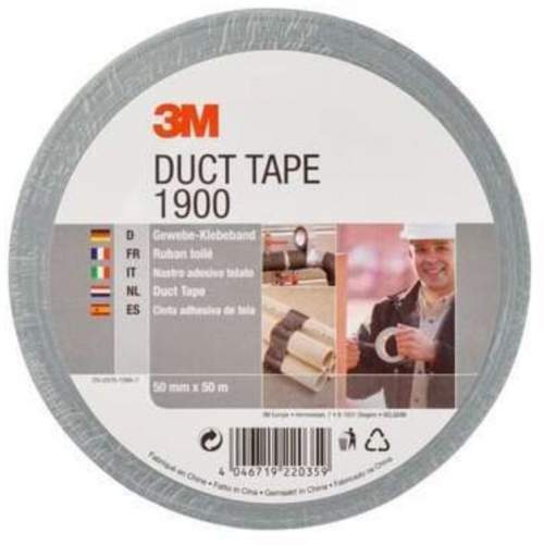 Lepicí páska 3M™ Duct Tape základní textilní páska 1900, stříbrná, 50 mm x 50 m v blistru