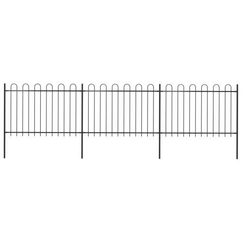 Zahradní plot s obloučky ocelový 5,1 x 1,2 m černý
