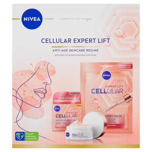 Nivea Cellular Expert Lift 50 ml sada denní pleťový krém Cellular Expert Lift 50 ml + textilní pleťová maska Cellular Expert Lift