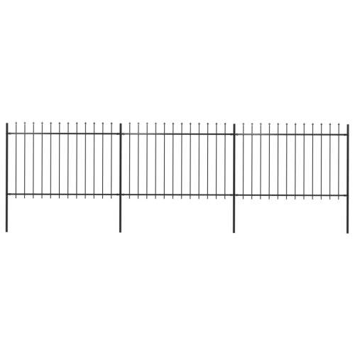 vidaXL Zahradní plot s hroty ocelový 5,1 x 1,2 m černý
