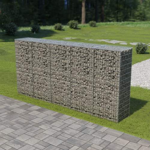 vidaXL Gabionová zeď s víky z pozinkované oceli 300 x 50 x 150 cm