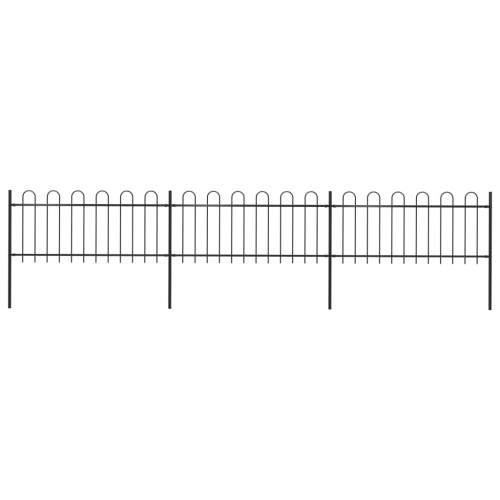 vidaXL Zahradní plot s obloučky ocelový 5,1×0,8 m černý 277649