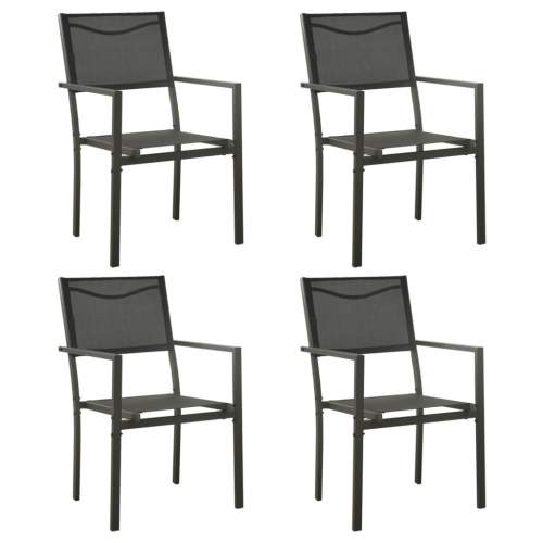 Zahradní židle 4 ks textilen a ocel černé a antracitové
