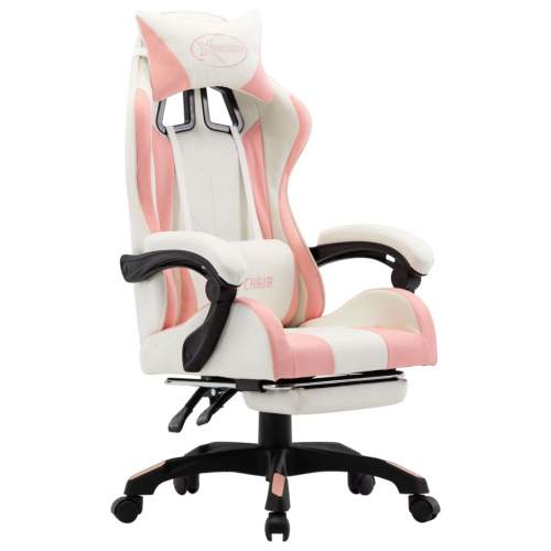 zahrada-XL Herní židle s podnožkou růžová a černá umělá kůže