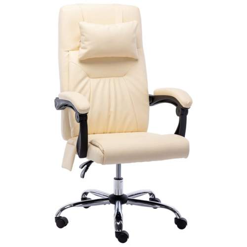 HD Masážní kancelářská židle krémová umělá kůže
