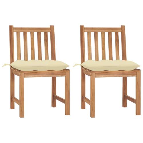 Zahradní židle 2 ks s poduškami masivní teakové dřevo