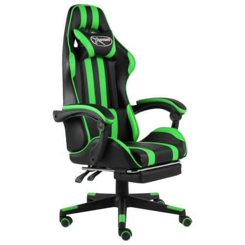 Emaga Herní židle s podnožkou černo-zelená umělá kůže