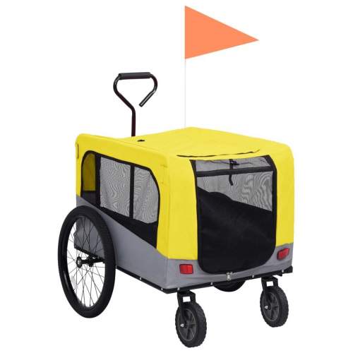 VIDA Vozík pro psa za kolo a na běhání 2 v 1 žluto-šedý