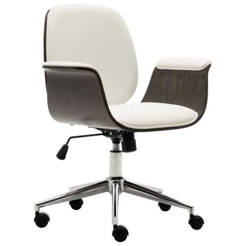 HD Kancelářská židle bílá ohýbané dřevo a umělá kůže