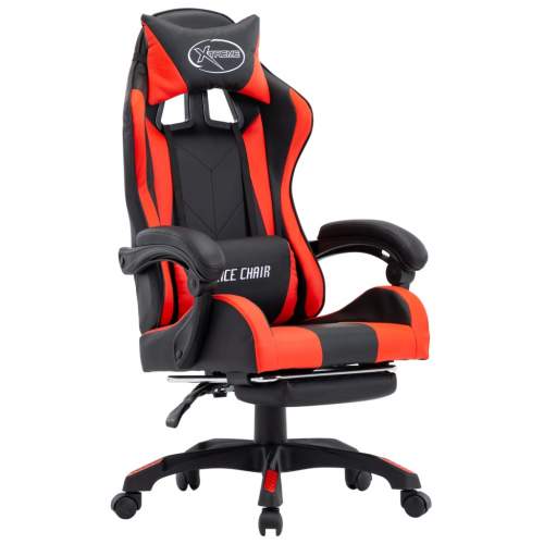 HD Herní židle s podnožkou červená a černá umělá kůže
