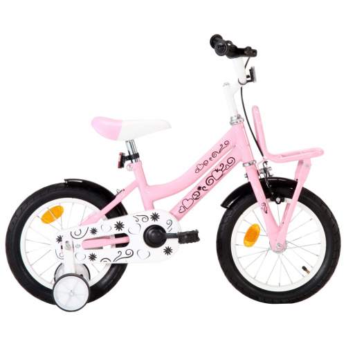 VIDA Dětské kolo s předním nosičem 14'' bílo-růžové