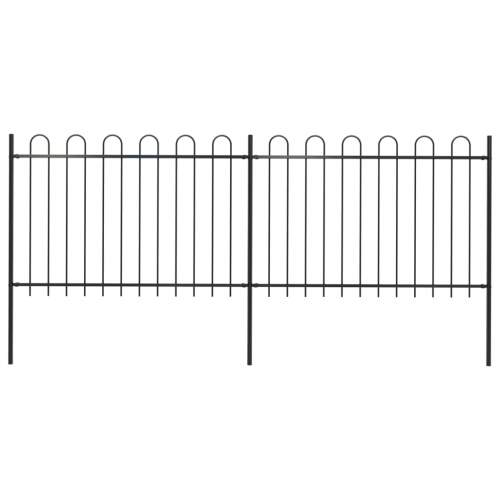 vidaXL Zahradní plot s obloučky ocelový 3,4×1,2 m černý 277666