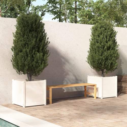 HD Zahradní truhlíky 2 ks bílé 60 x 60 x 60 cm masivní borovice