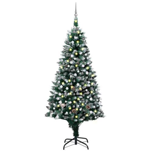 VIDA Umělý vánoční stromek s LED sadou koulí a šiškami 210 cm