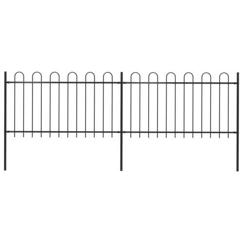 vidaXL Zahradní plot s obloučky ocelový 3,4×1 m černý 277657