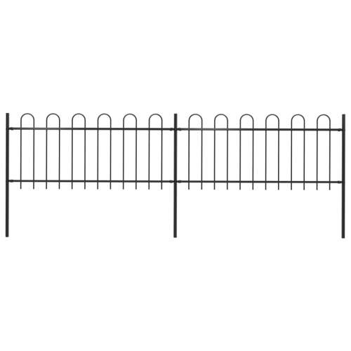 VIDA Zahradní plot s obloučky ocelový 3,4 x 0,8 m černý