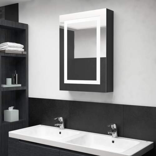 VIDA LED zrcadlová skříňka lesklá černá 50 x 13 x 70 cm