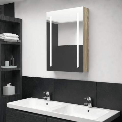 vidaXL LED koupelnová skřínka se zrcadlem dub 50 x 13 x 70 cm