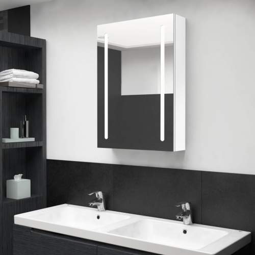 vidaXL LED koupelnová zrcadlová skříňka zářivě bílá 50 x 13 x 70 cm