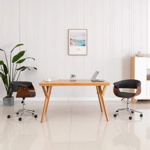 VIDA Otočná kancelářská židle šedá ohýbané dřevo a textil