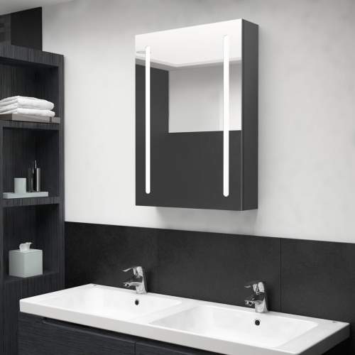 VIDA LED koupelnová skřínka se zrcadlem šedá 50 x 13 x 70 cm