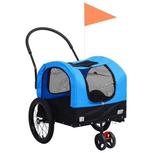 VIDA Vozík pro psa za kolo a na běhání 2v1 modro-černý