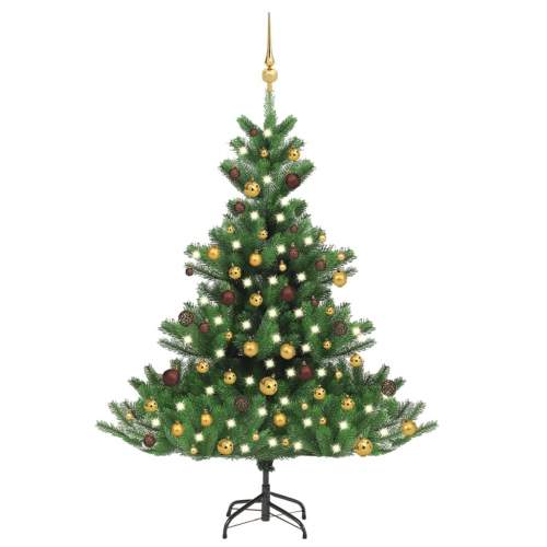VIDA Umělý vánoční stromek jedle s LED a sadou koulí zelený 120 cm