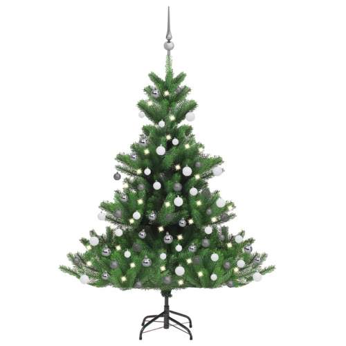 VIDA Umělý vánoční stromek jedle s LED a sadou koulí zelený 120 cm