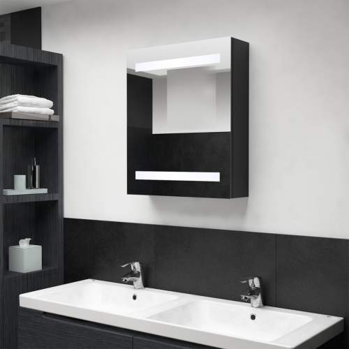 VIDA LED zrcadlová skříňka černá 50 x 14 x 60 cm